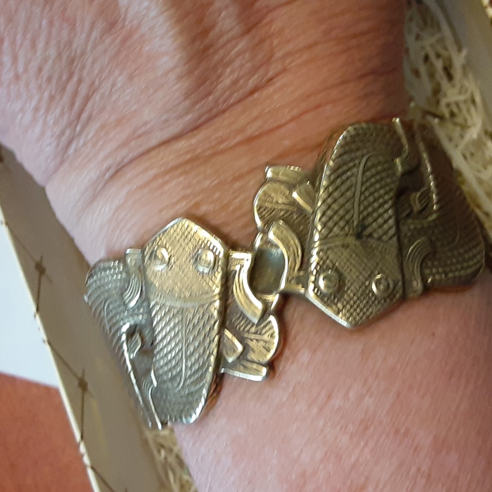 Vintage Koi Fish Bracelet Gold Tone